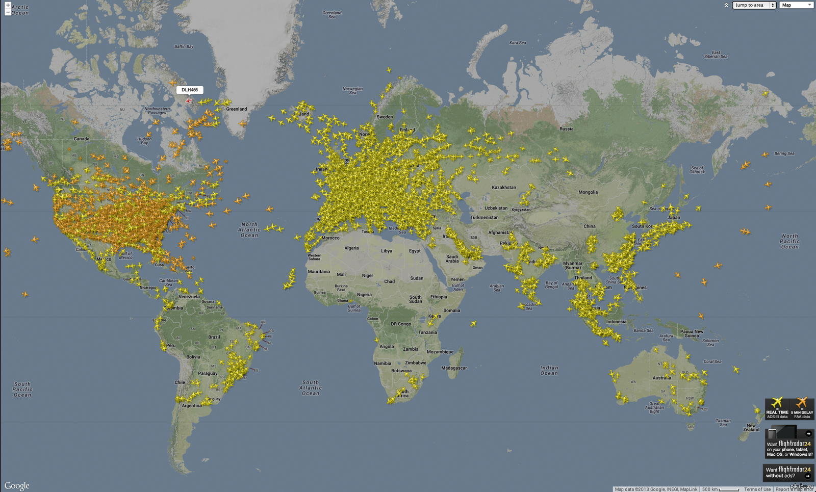 Карта полетов в реальном времени