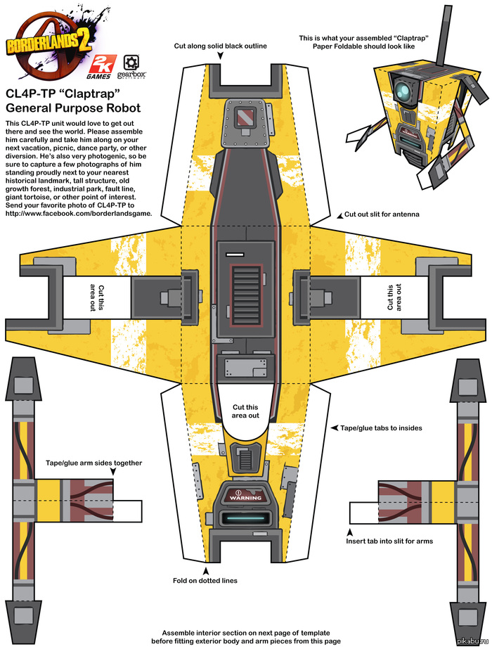 Claptrap Papercraft Borderlands Claptrap Papercraft C - vrogue.co